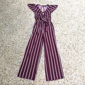 Derek Heart Striped Jumpsuit Short Sleeve S